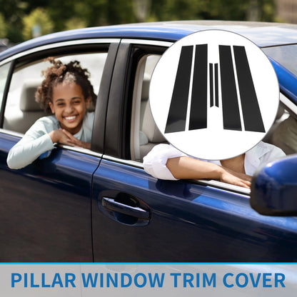 6 Pcs Door Pillar Window Trim for Toyota Reiz (2010-2016) Black