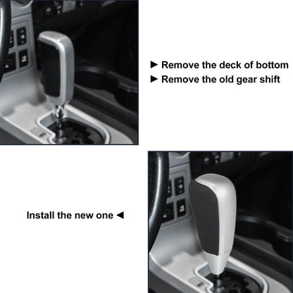 Gear Shift for Toyota Land Cruiser Black Faux Leather Silver Tone