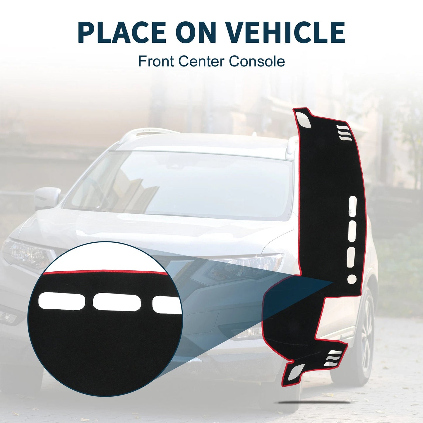 Dashboard Cover Mat for Nissan X-Trail T33 (2022-2024) Black Red 1 Set