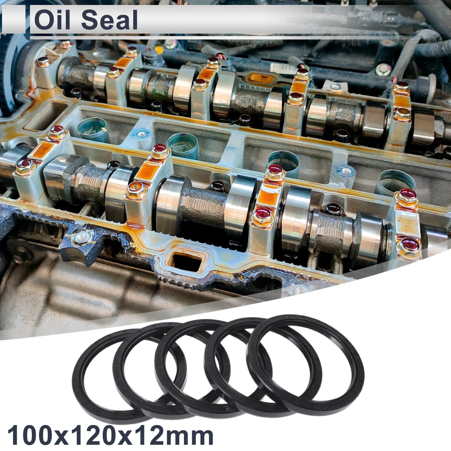 Oil Seal Rotary Shaft Seal NBR Rubber 100x120x12mm Black 5 Pcs