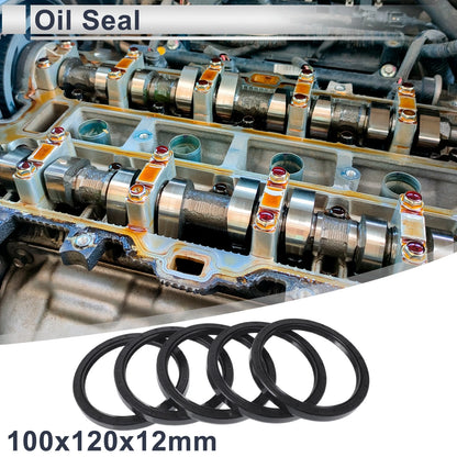 Oil Seal Rotary Shaft Seal NBR Rubber 100x120x12mm Black 5 Pcs
