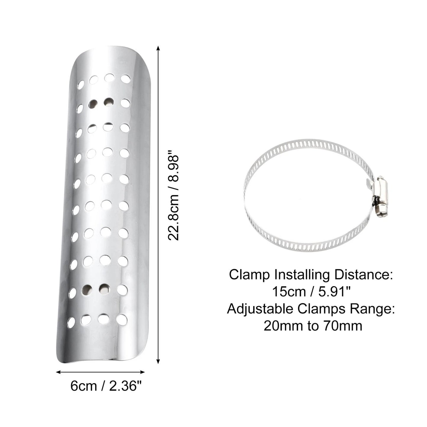 Exhaust Heat Shield Pipe Shield for Harley with Hole Silver Tone