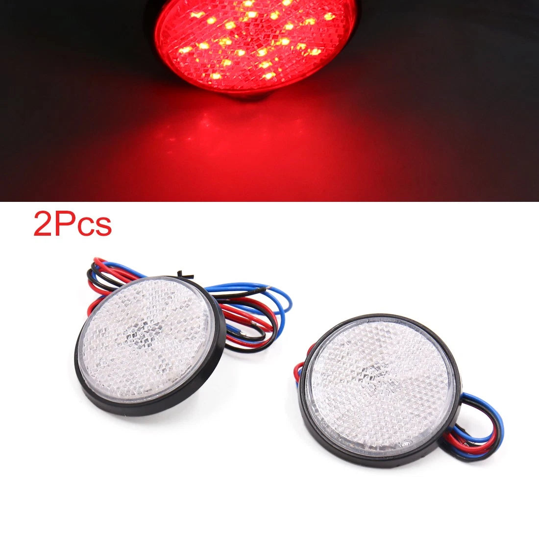 2Pcs Red LED Round Bolt-On Motorcycle Reflector Tail Signal for Motorcycle