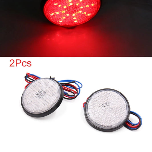2Pcs Red LED Round Bolt-On Motorcycle Reflector Tail Signal for Motorcycle