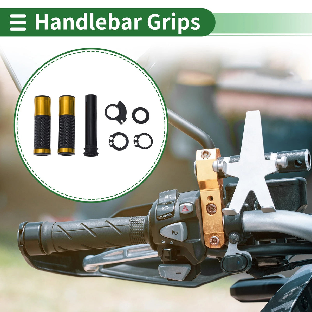 7/8 22mm Hand Grips Gold Tone Rhombus for Motorcycle Handlebar Covers Kit