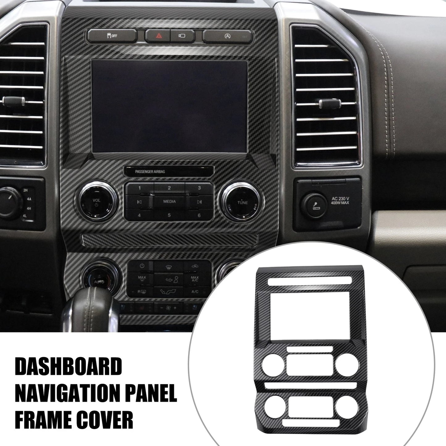 Dashboard Central Control GPS Navigation Panel Trim for Ford F150 (2015-2020)