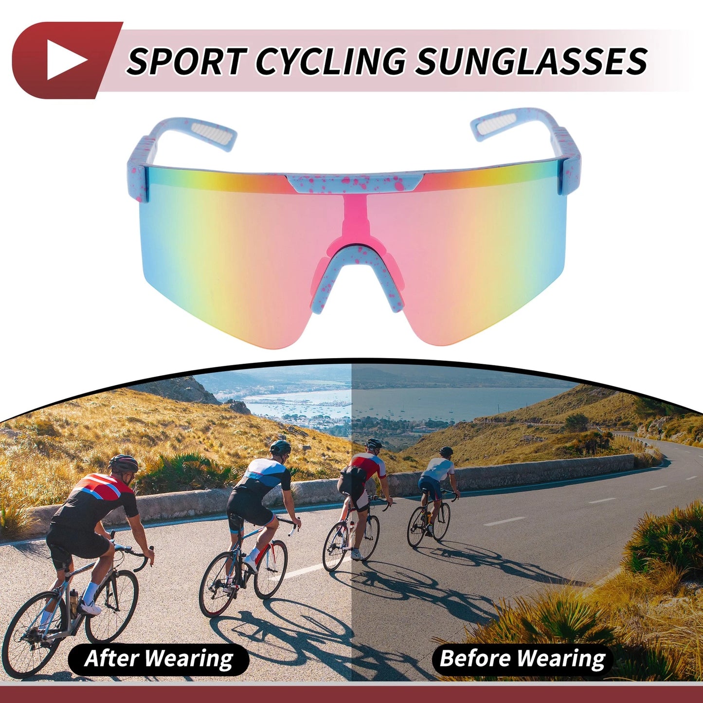 Goggles / Motorcycle Goggles Purple Lens Blue Red Frame Tri-acetel Cellulose PC