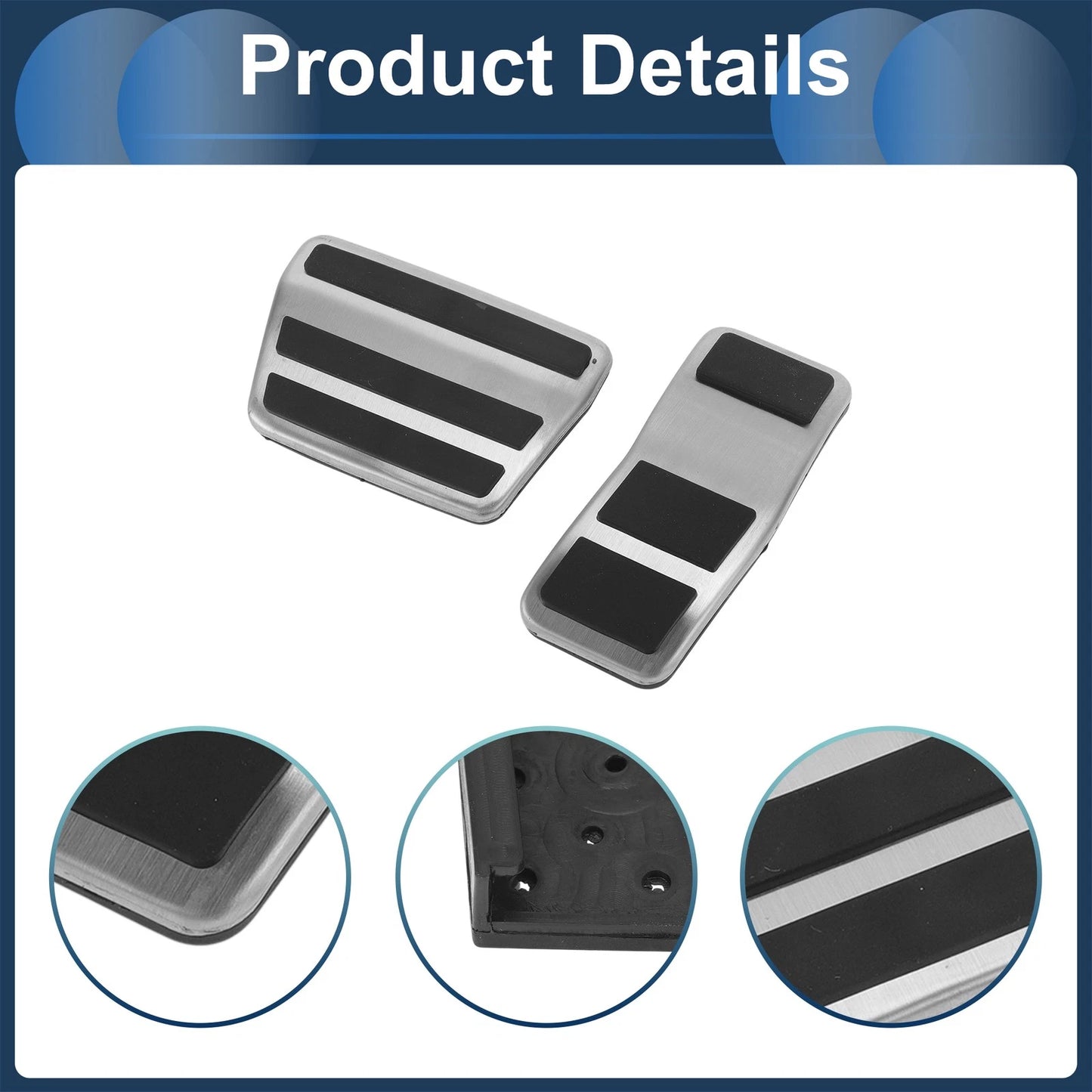Foot Accelerator Pedal Covers for Ford Fiesta (2007-2012) Silver Tone