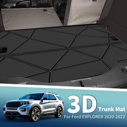 Flat Face Cargo Liner Rear Trunk Mat for Ford Explorer (2020-2022) 1 x TPE