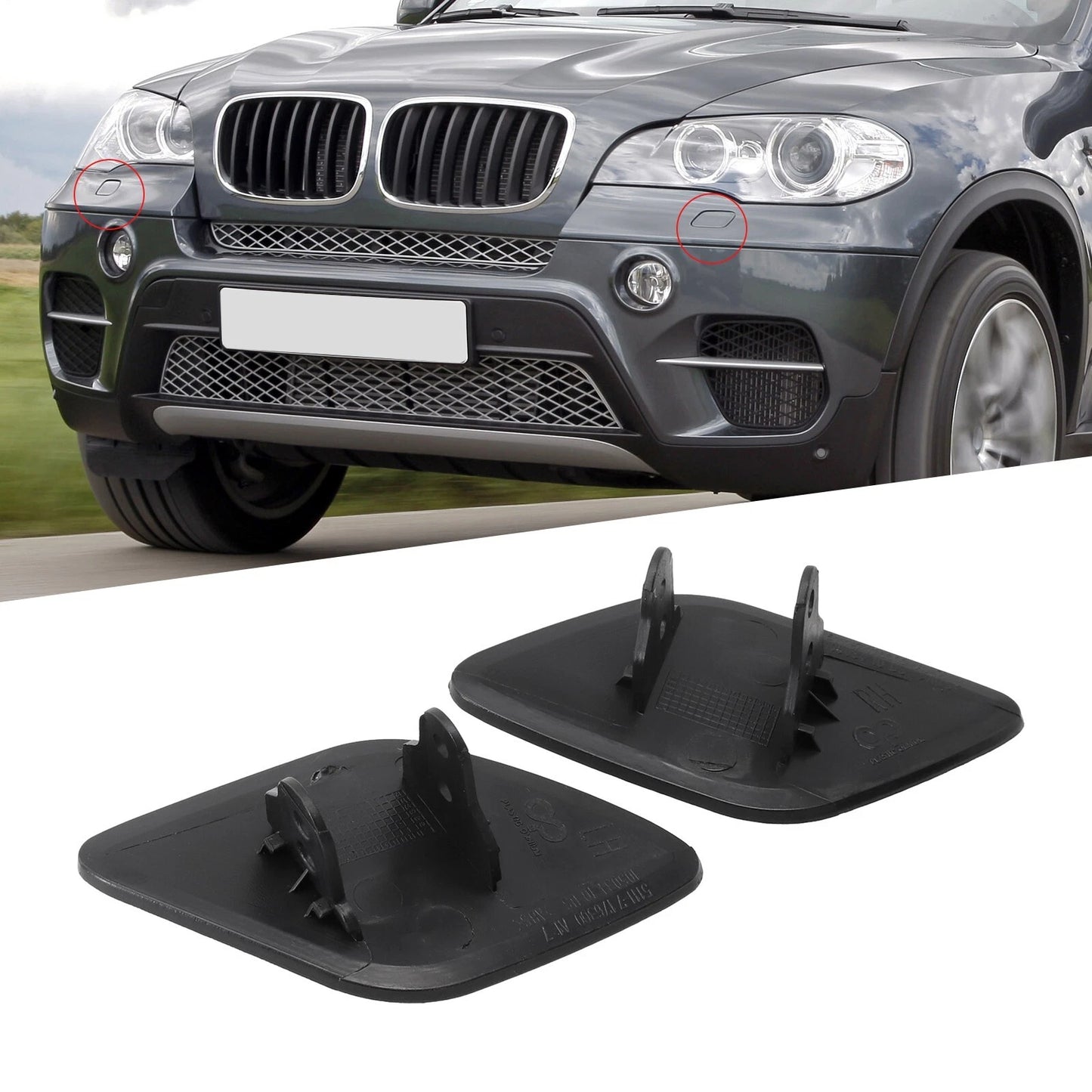 Set of 2 Front Left/Right Headlight Washer Nozzle Covers for X6 (2008–2014)
