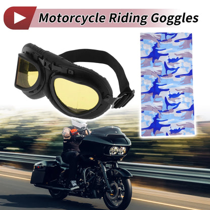 Riding Goggles Yellow Lens Black Frame PC for Motorcycle