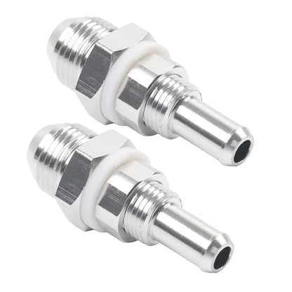 2 x 8AN Male Flare Bulkhead to 3/8" Hose Barb Fuel Tank Fittings for Universal