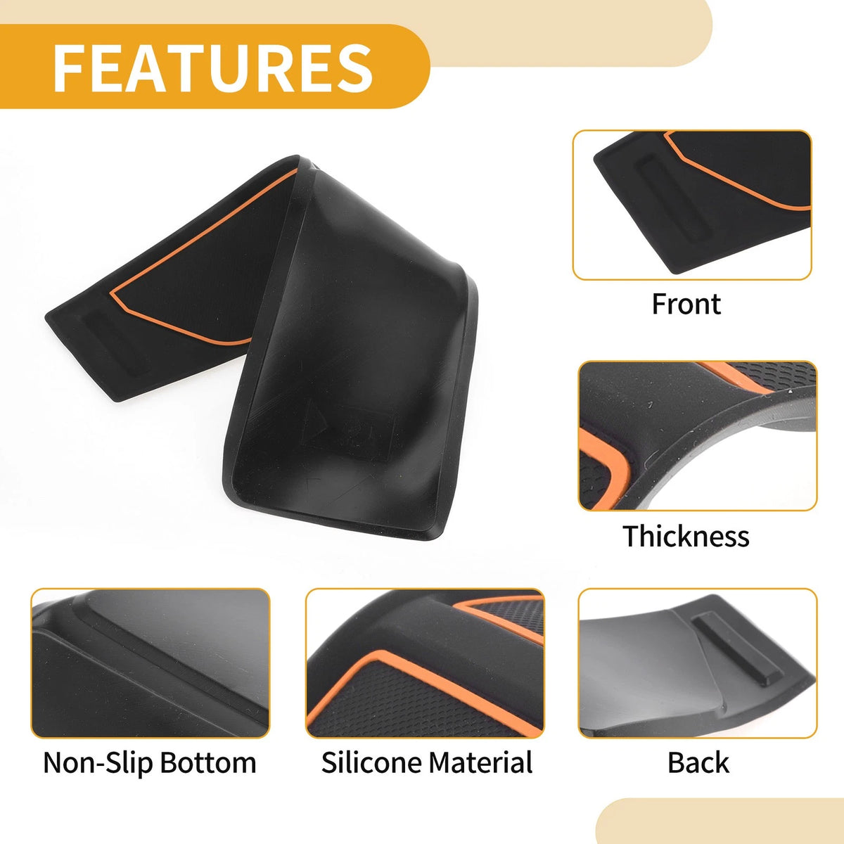 Dashboard Cover for Ford Bronco Accessories 2021-2024 Black Orange 1 Set