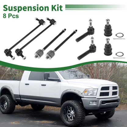 8pcs Front Suspension Kit Tie Rod End & Sway Bar Link for Dodge Caravan