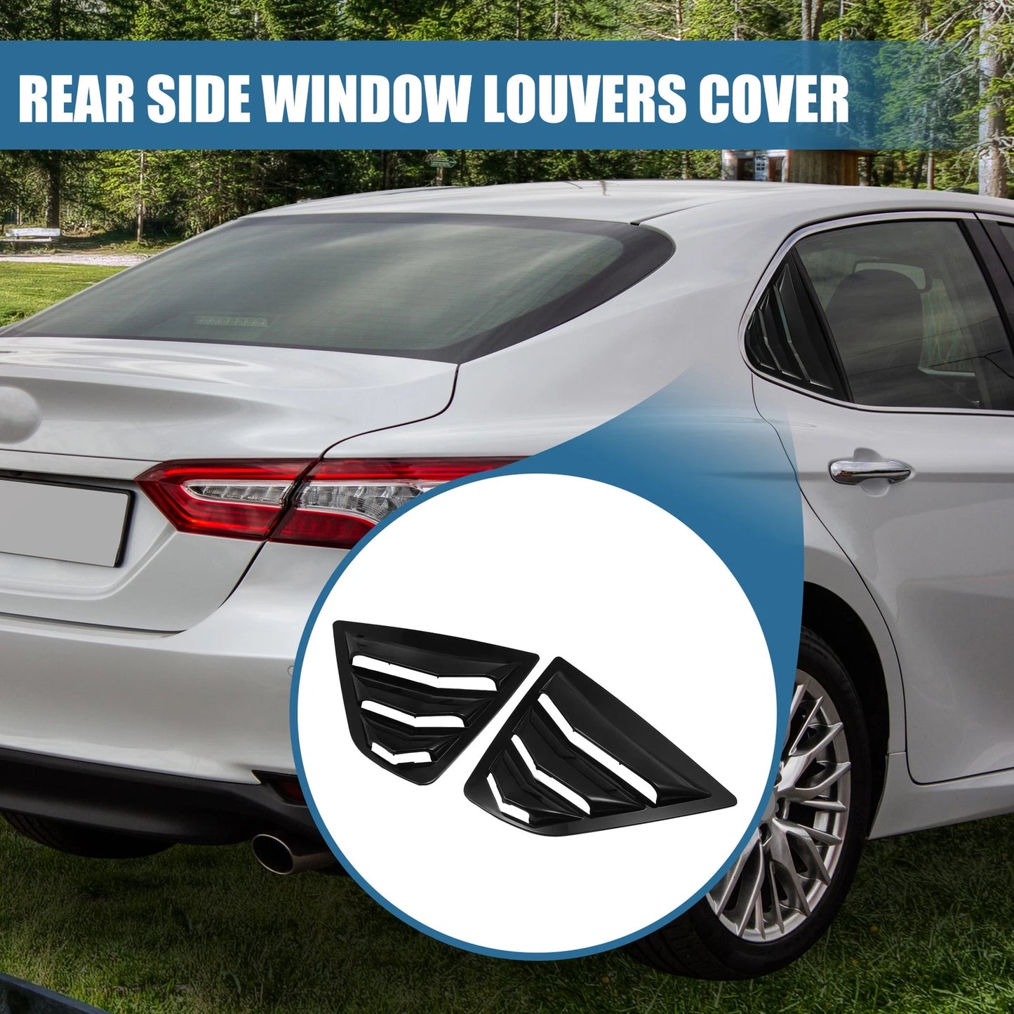 1 Pair Rear Side Window Louvers Air Vent Cover Glossy Black for Toyota Camry