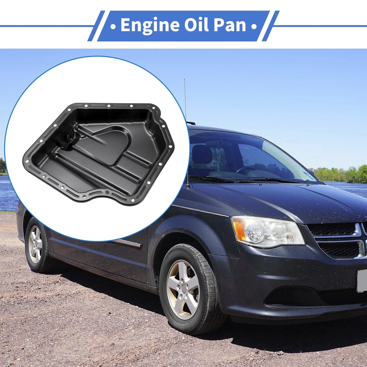 1 Pc Engine Oil Pan for Dodge Grand Caravan Iron Black (2011-2020)