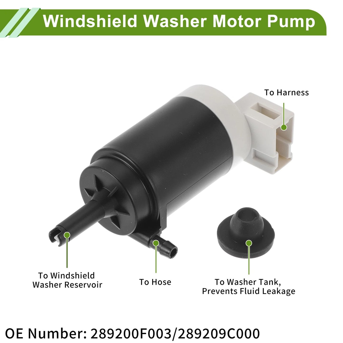 Windshield Washer Pump w/Grommet for Nissan Micra (1992-2003)