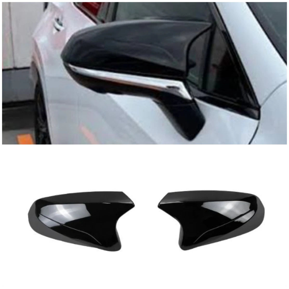 Glossy Black Ox Horn Rearview Mirror Side Lid Cover Trim for Lexus NX (2015-2021)