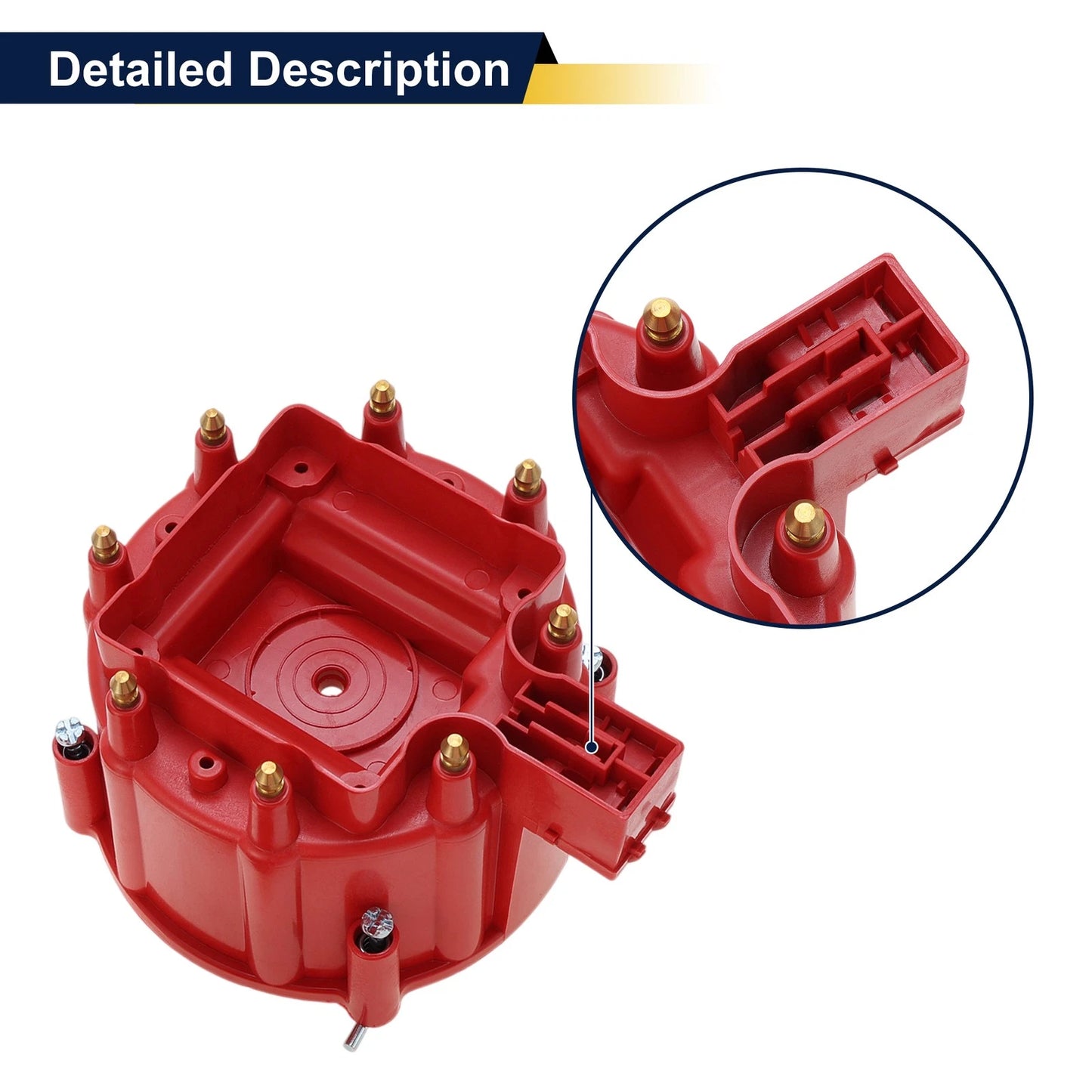 Red Metal Ignition Distributor Cap for Chevy & Ford - 1 Set