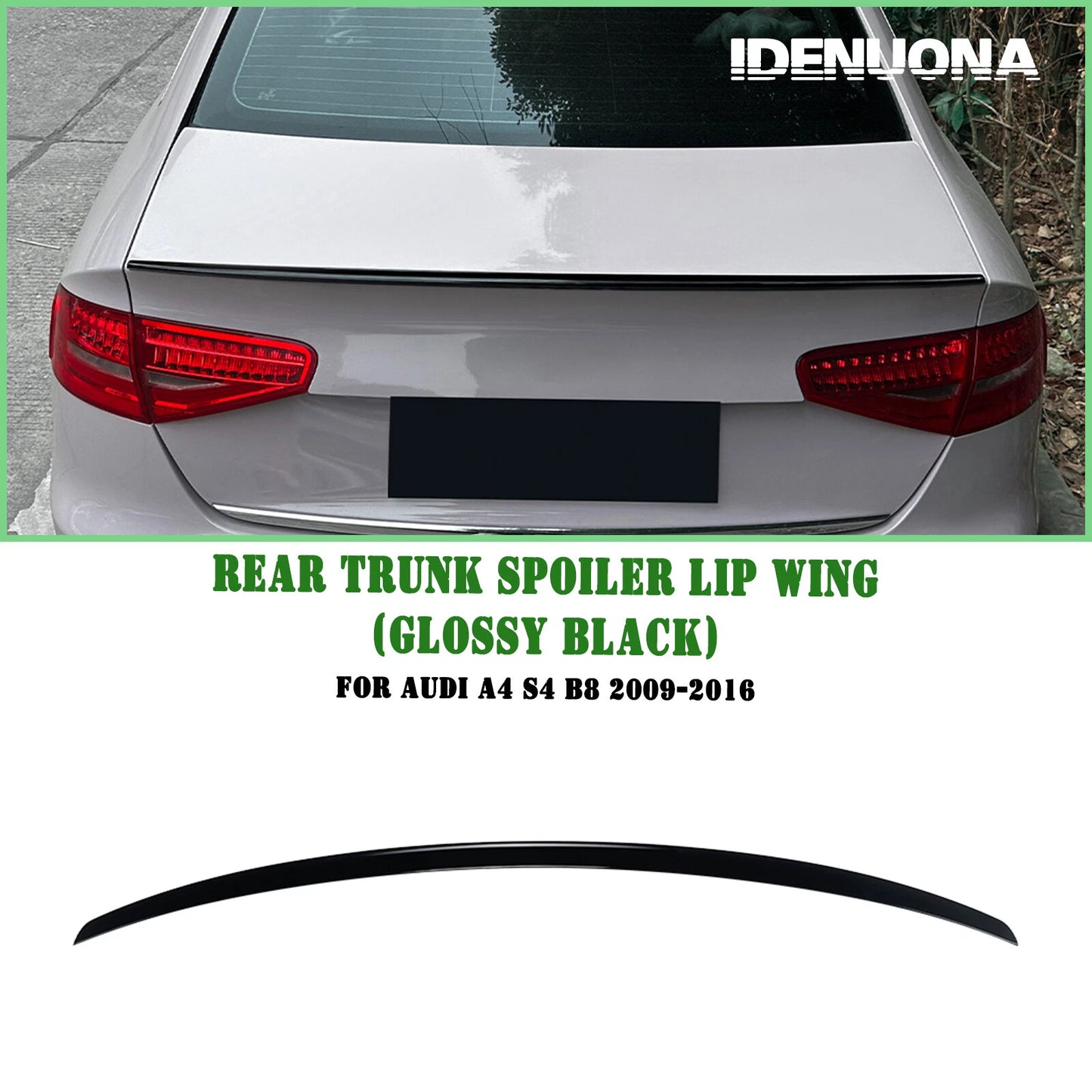 Gloss Black Rear Boot Spoiler Lip for Audi A4 S4 B8 (2009-2016)