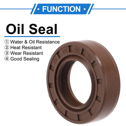 Oil Seal 20x35x10mm Brown 2 Pcs Seal Ring for Make Model