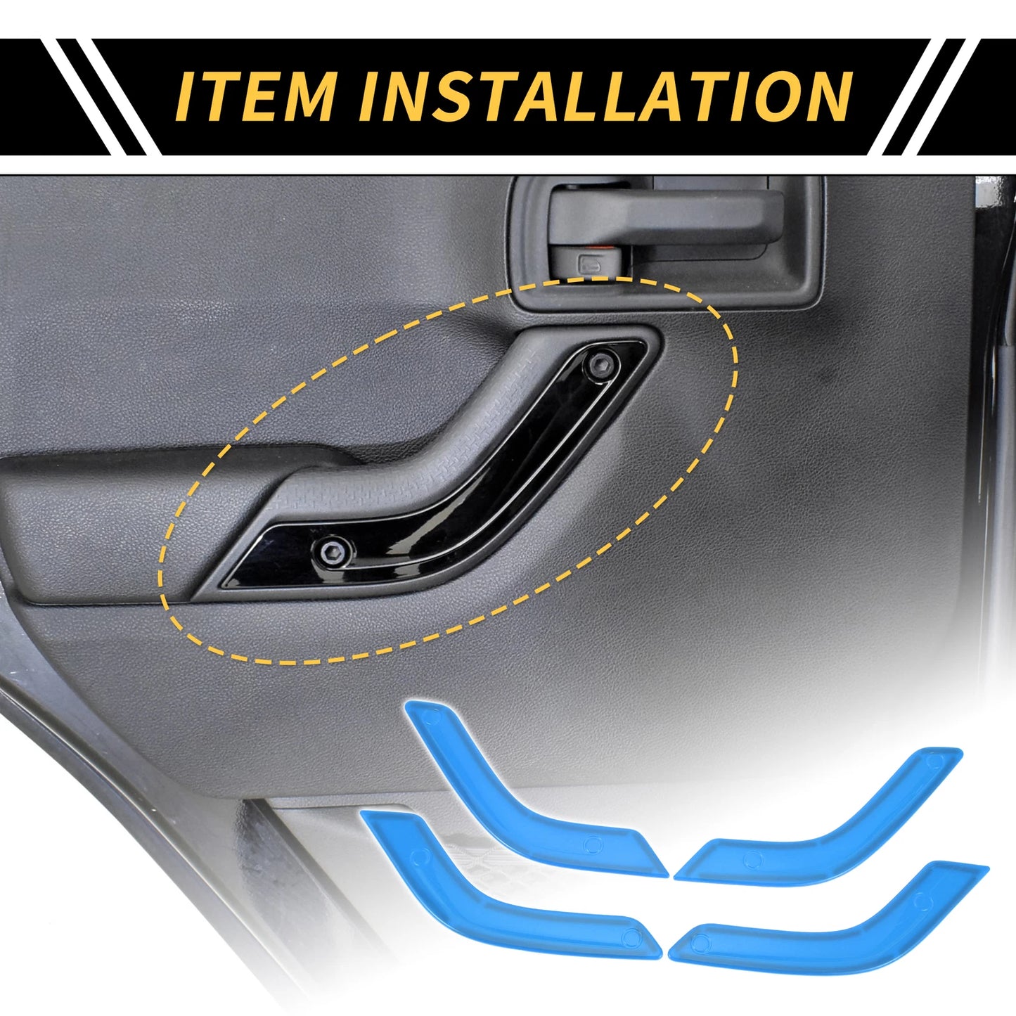 Light Blue Front Rear Door Handle Bezel Cover Trims for Jeep Wrangler (2007-2018)