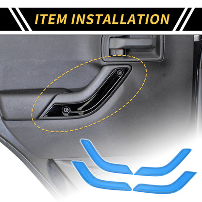 Light Blue Front Rear Door Handle Bezel Cover Trims for Jeep Wrangler (2007-2018)