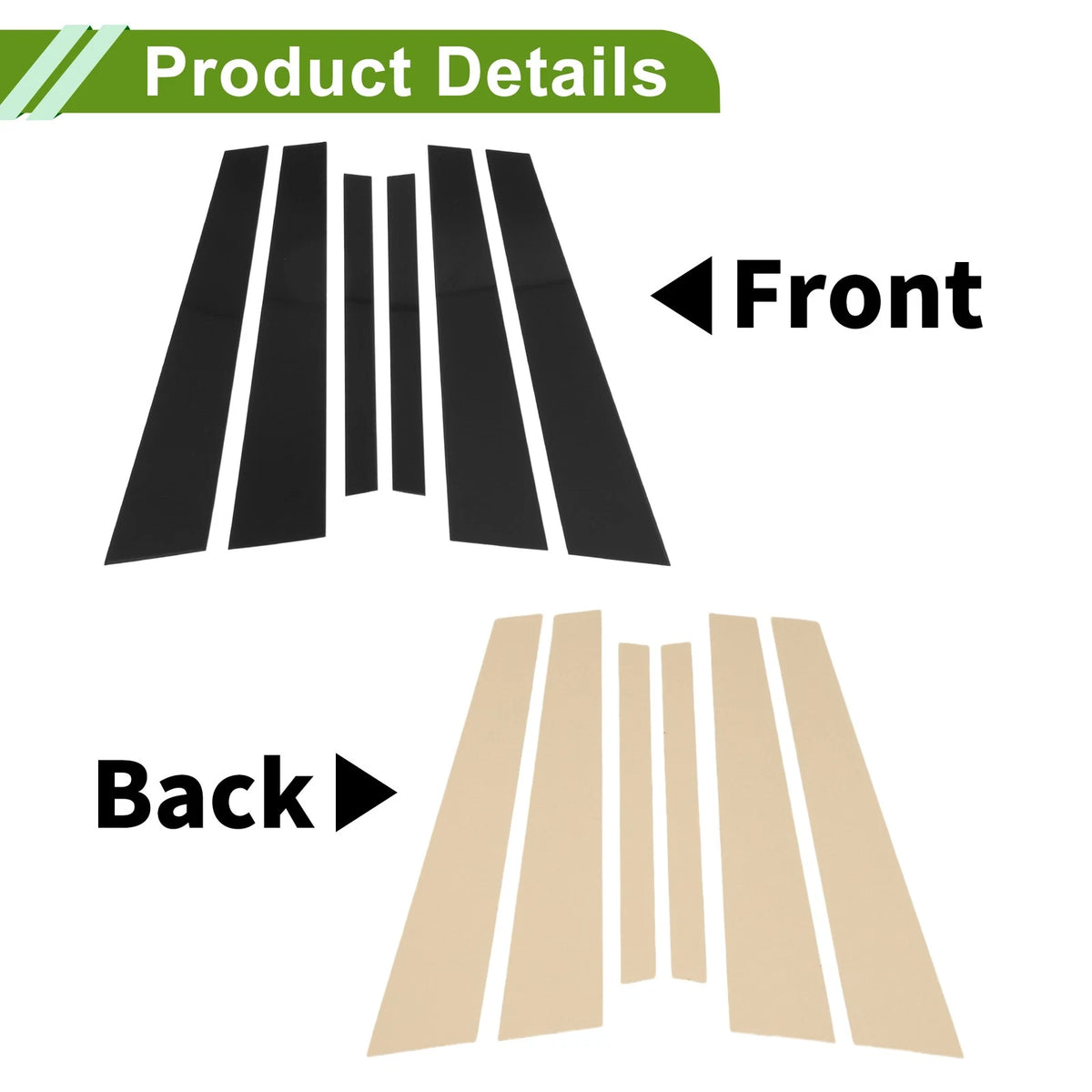 6 x Door Pillar Window Trim for BMW 5-Series Black (2004-2010)