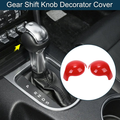 Gear Shift Knob Cover for Ford Mustang 2015-2023 Red Console 1 Set