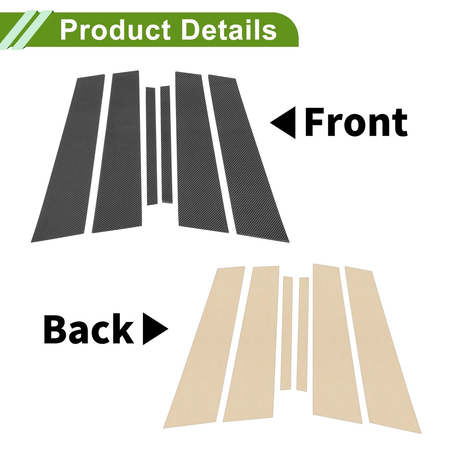 6 Pcs Door Pillar Window Trim for BMW 1-Series (2017-2021) Carbon Fiber Black
