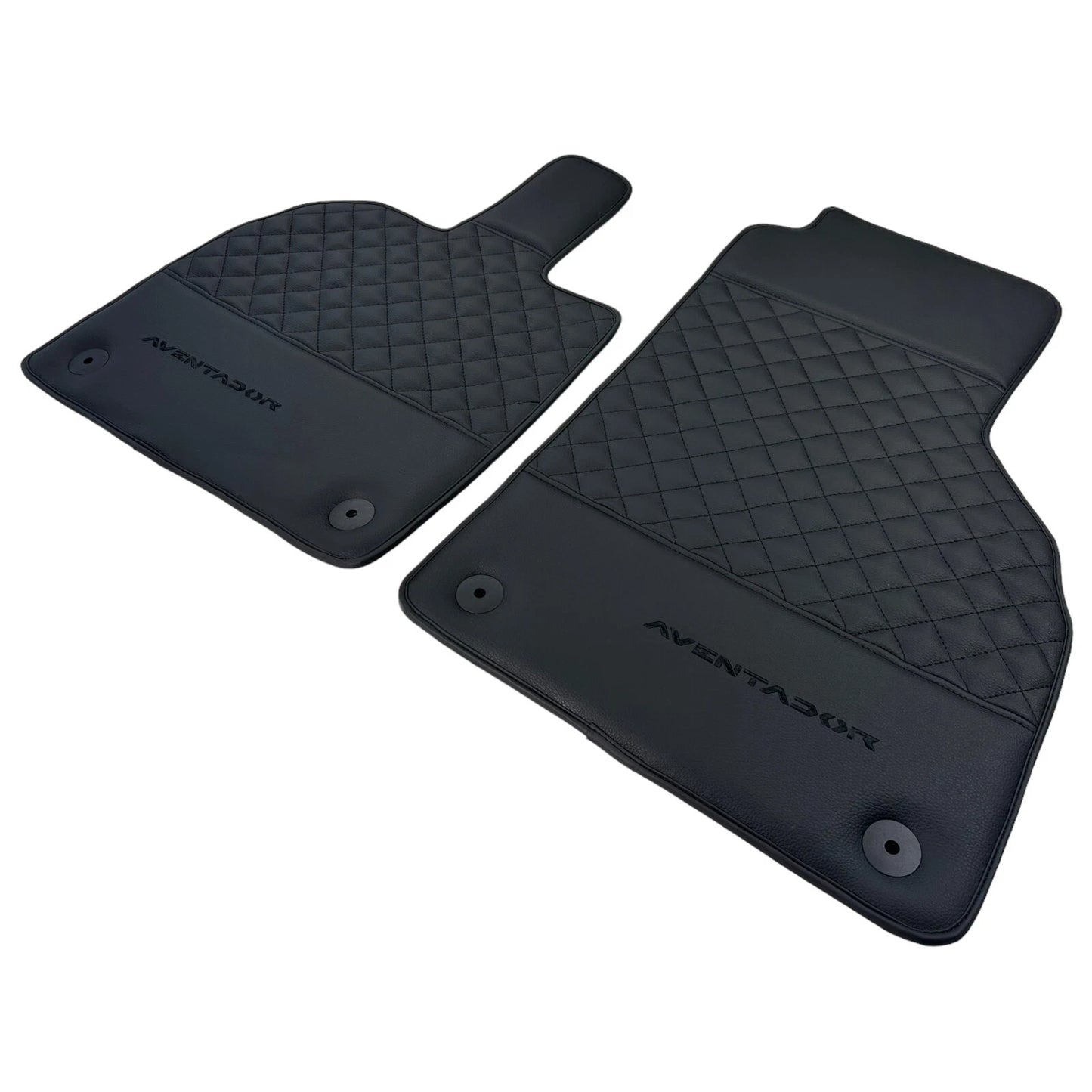 Leather Floor Mats for Lamborghini Aventador (2012-2023) - Diamond Black Stitching