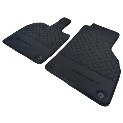 Leather Floor Mats for Lamborghini Aventador (2012-2023) - Diamond Black Stitching