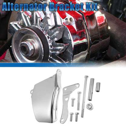 Polished Long Water Pump Alternator Bracket Kit for Chevy SBC 305