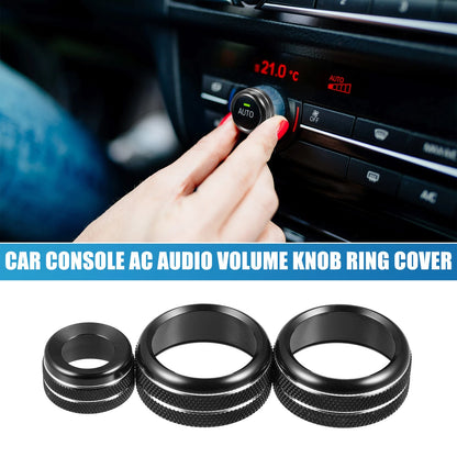 Knob Ring Cover for BMW F20 F22 F30 F31 Black Set of 3