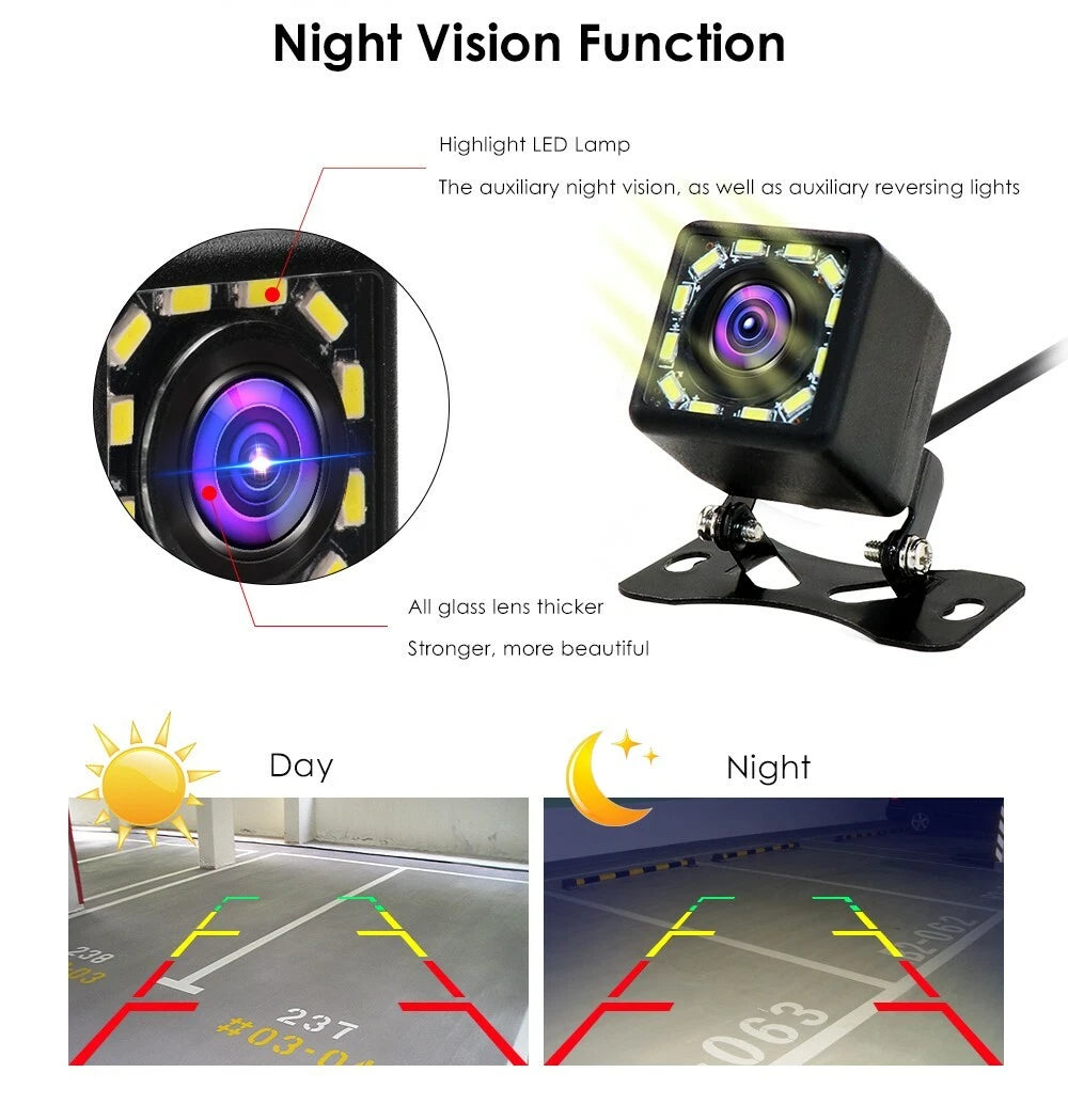12 LED Car Reverse Rear View Backup Color Parking Camera for GMC