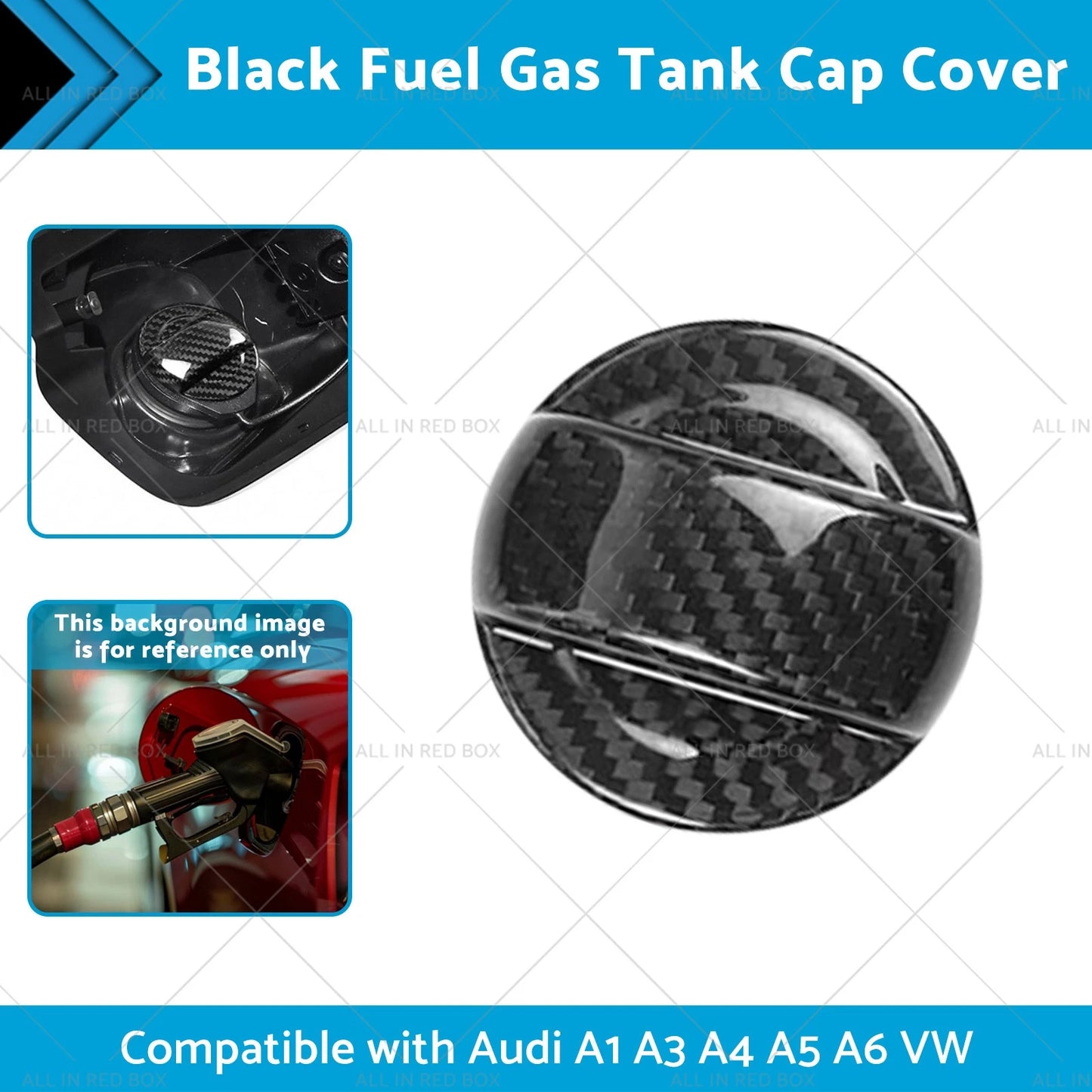 Black Carbon Fiber Fuel Gas Tank Cap Cover for Audi A1 A3 A4 A5 A6 VW