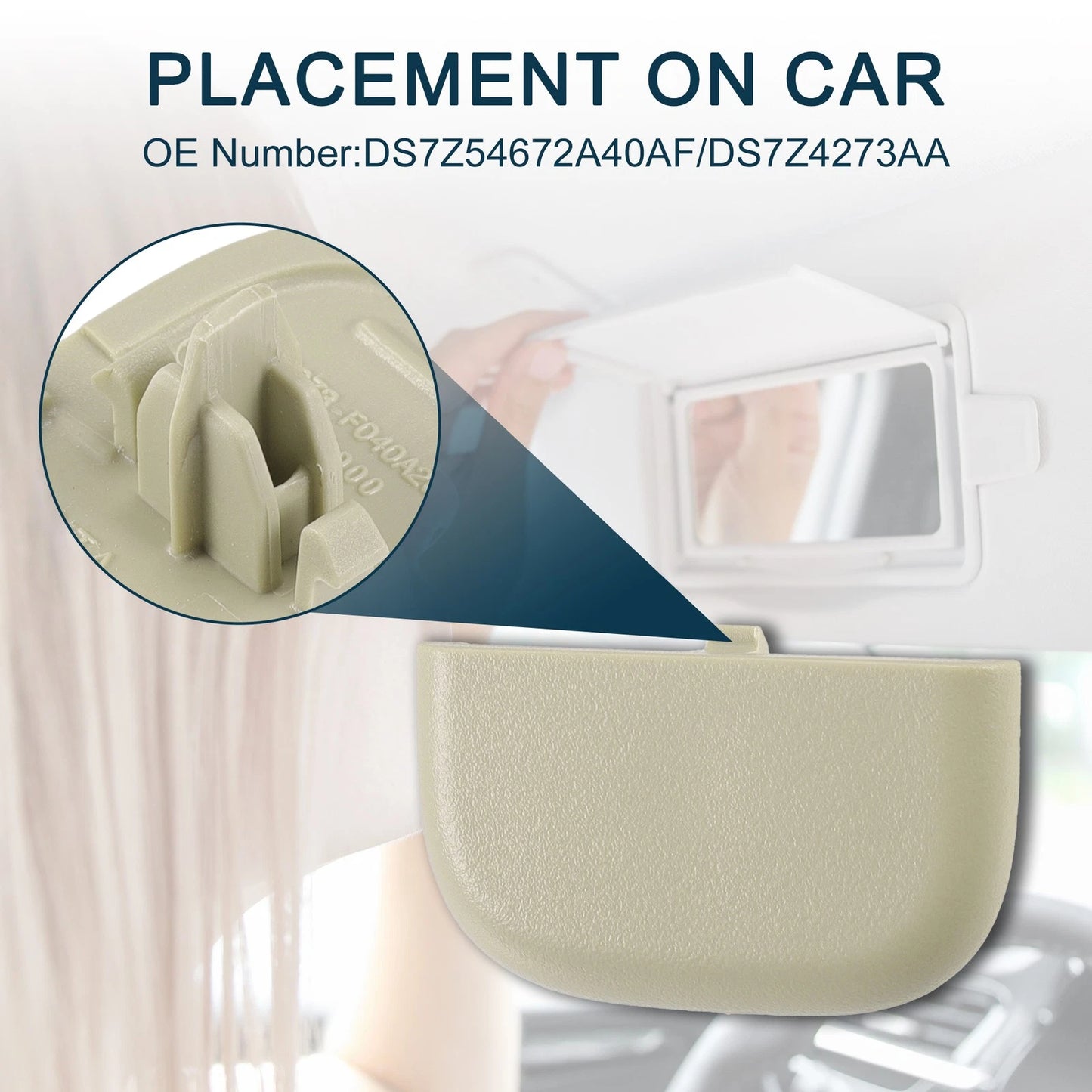 Makeup Mirror Cover Sun Visor Cap Clip for Ford Edge (2015-2023)