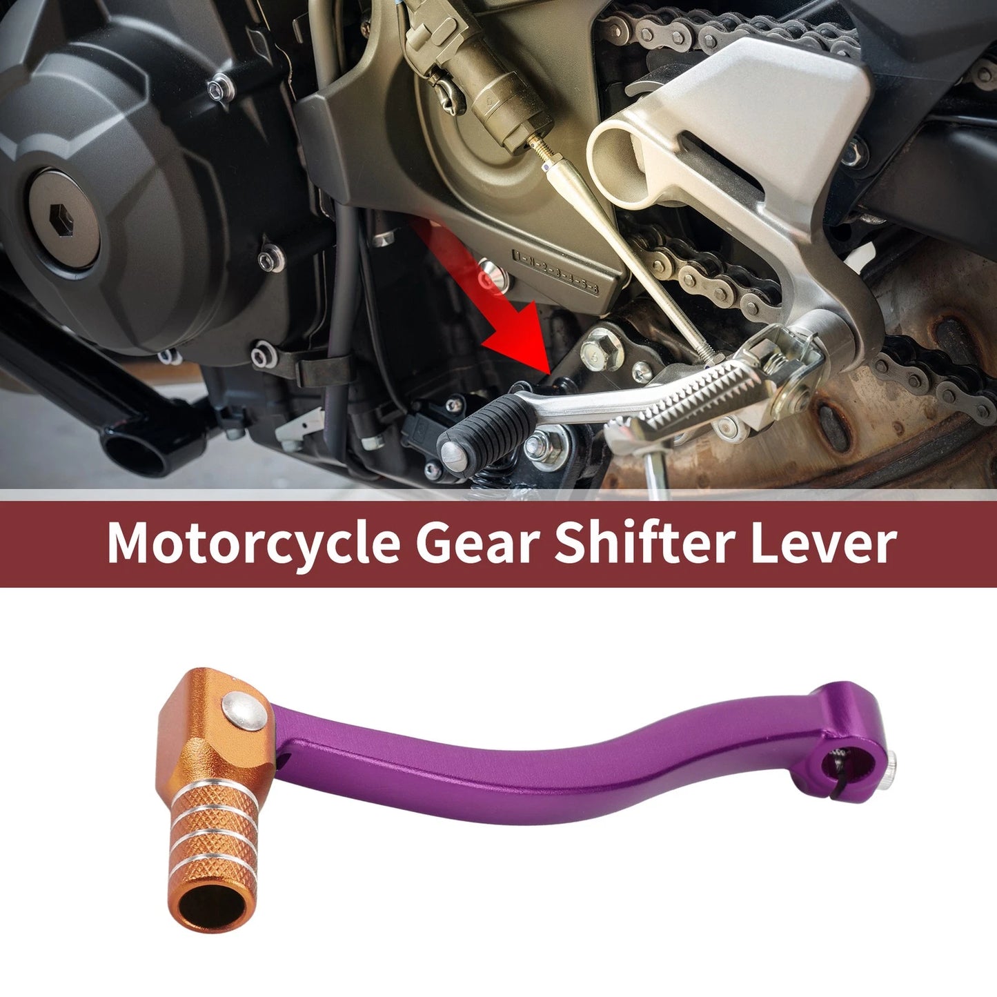 Folding Motorcycle Gear Shifter Lever Purple Lever Orange Head for Kayo T6