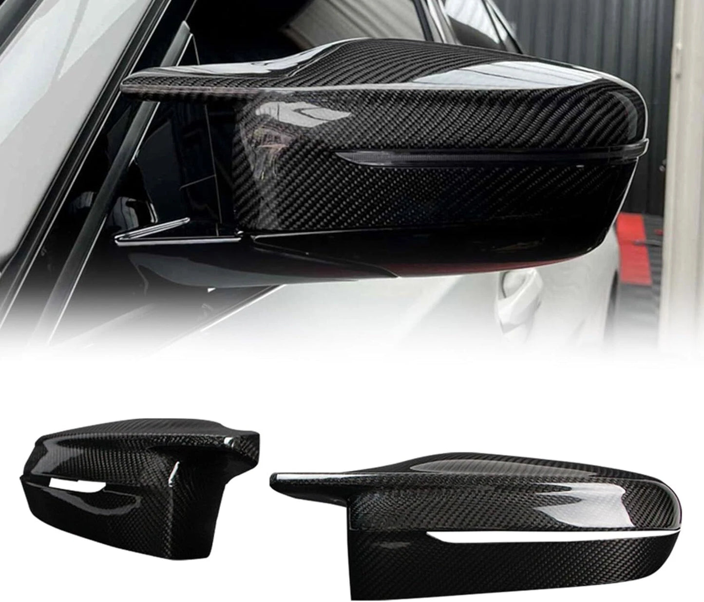2 x Carbon Fiber Horn Mirror Cap Covers for BMW G15 G20 G22 (2018-2022)