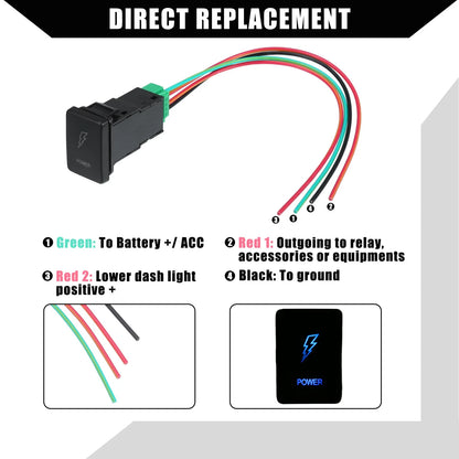 Power Push Button Switch Set for Toyota Landcruiser 4Runner RAV4 (2003-2023)