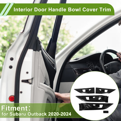 Carbon Fiber Black Interior Door Handle Bowl Cover for Subaru Outback (20-24)