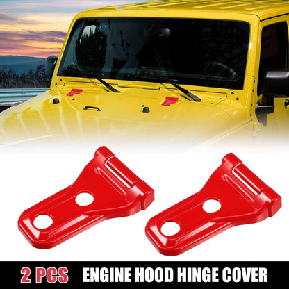 2 x Engine Hood Hinge Trim Covers for Jeep Wrangler JL JLU (2018-2021) Red
