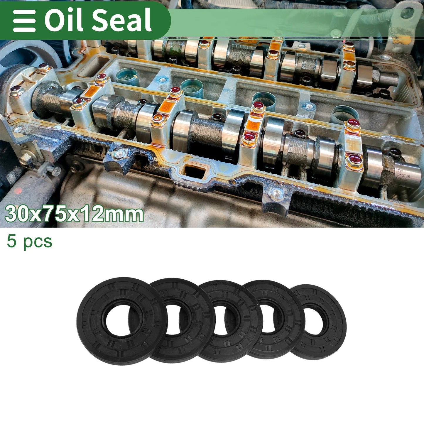 Oil Seal / 30x75x12mm / Rotary Shaft Seal NBR Black for Vehicle