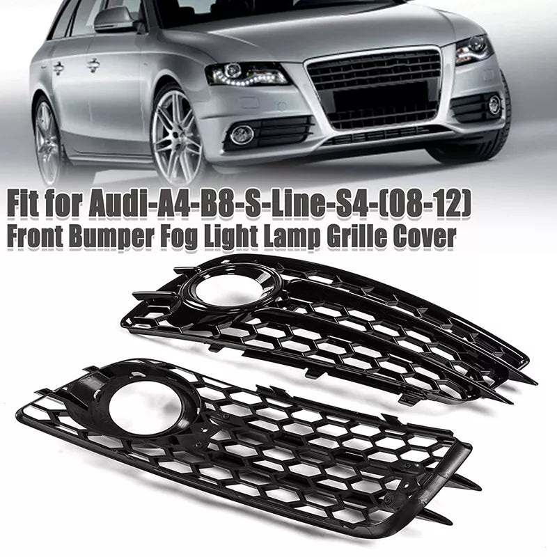 HONEYCOMB Fog Light Grille Bezels for Audi A4 B8 S-Line S4 (2008-2012)