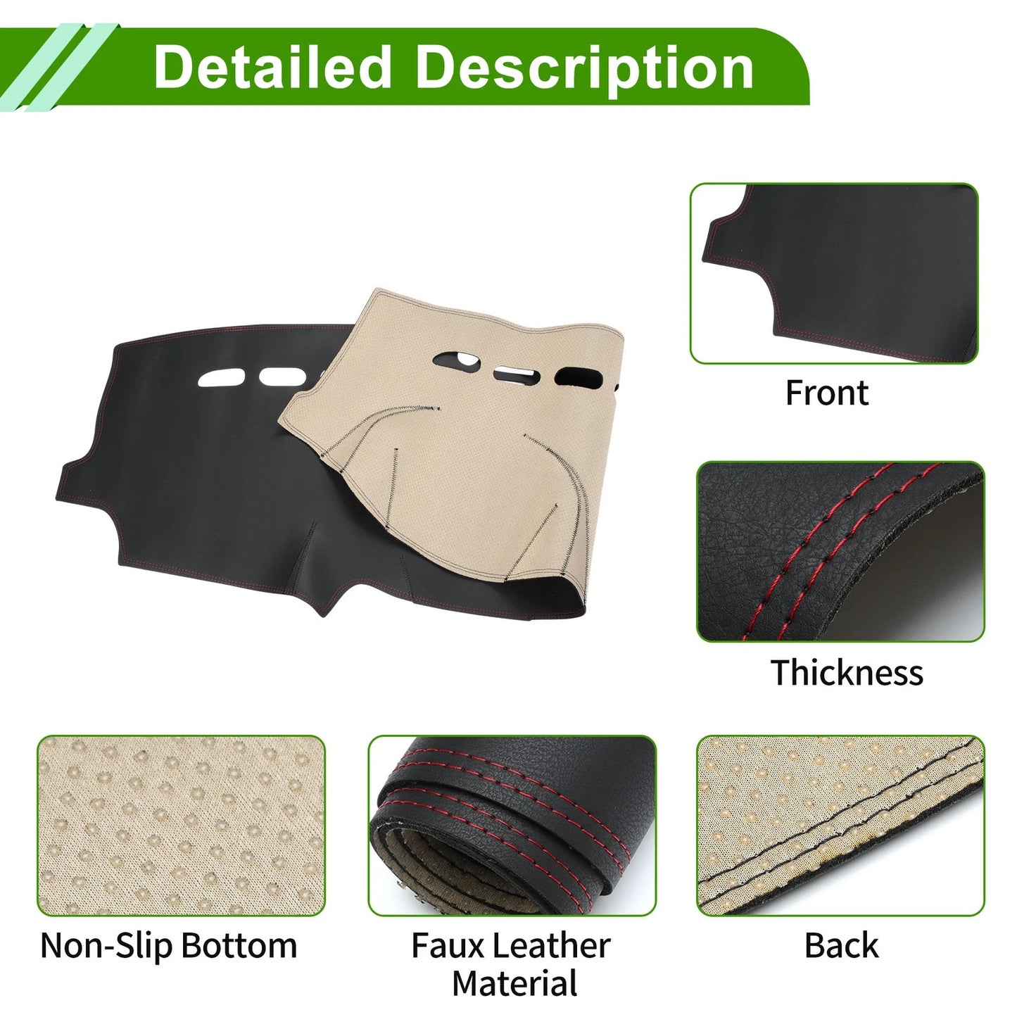Dashboard Cover Mat for Jeep Grand Cherokee (2011-2017) Black Red