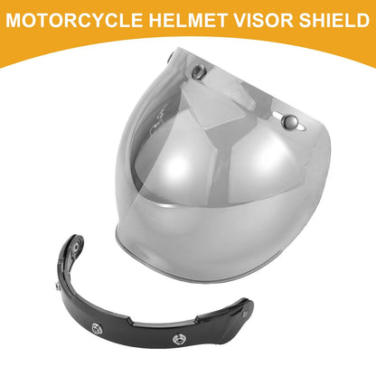 1pc Visor Shield for Universal Motorcycle Helmet Anti-UV Silver Tone Black