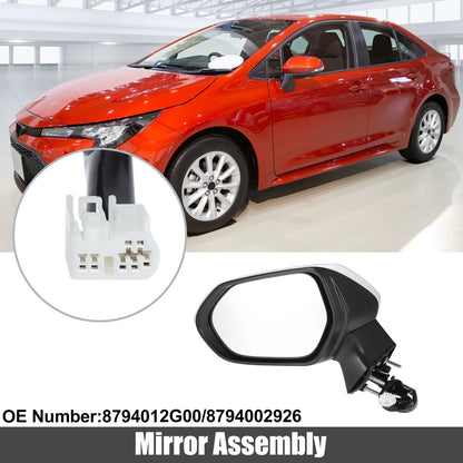 7 Pin Left Side Exterior Door Mirror Assembly White for Toyota Corolla (2020-2022)