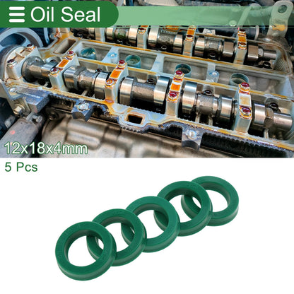 Oil Seal 12x18x4mm TPU Seal Ring Rotary Shaft Green 5 Pcs