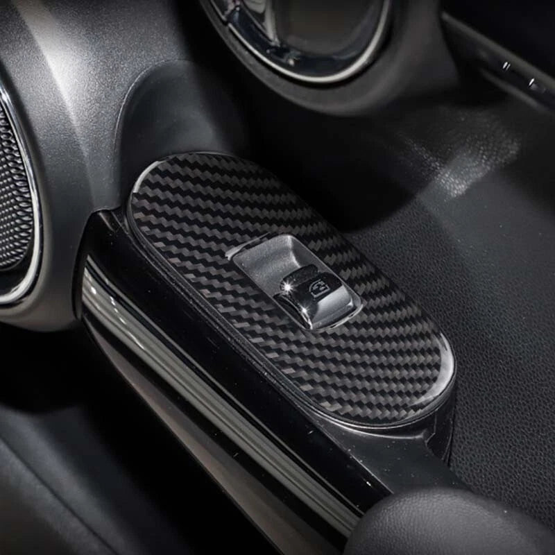 Car Carbon Fiber Interior Door Handle Switch Cover Trim Fit For Mini Cooper F56