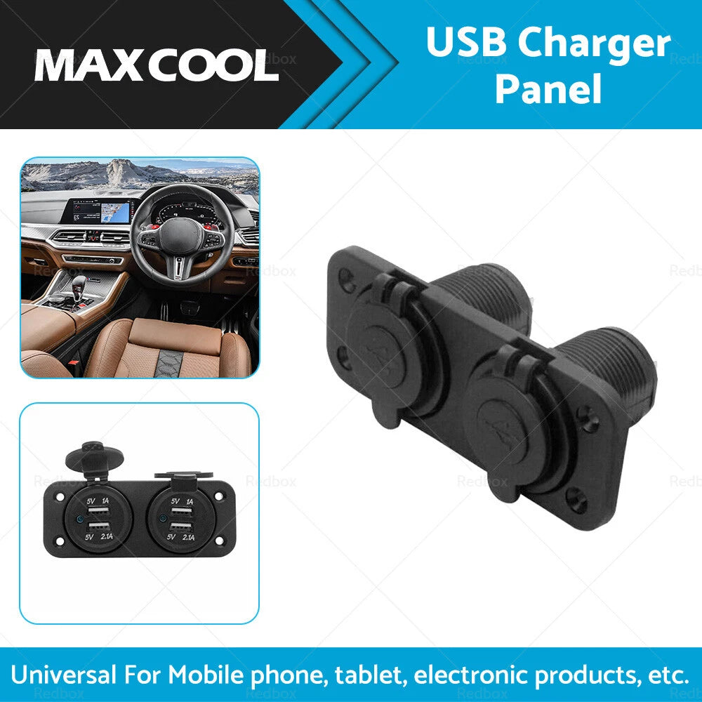 Dual USB Port Charger Socket for Car Boat Cigarette Lighter Adapter